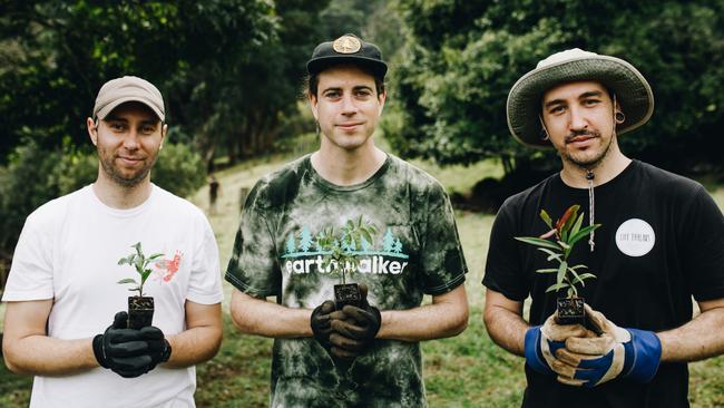 Metal band In Hearts Wake plant trees to offset carbon emissions of a new record. Picture: Supplied.