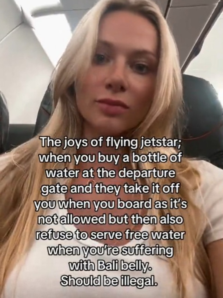 Dasha claims she was denied water on her flight. Picture: TikTok / @itsnotdasha