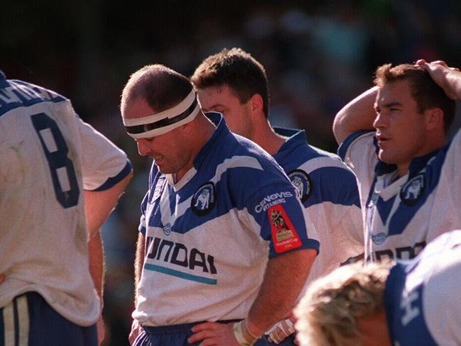 Martin Bella fumbles a ball in the first five seconds of the 1994 grand final