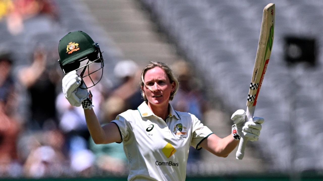 Beth Mooney wrote herself deeper into Australian cricket history on day three. (Photo by William WEST / AFP)