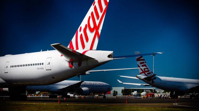 Federal Court documents have revealed Virgin Australia aircraft could have a variety of leased parts, making the job of returning those parts to lessors very complex. Picture: Patrick Hamilton/AFP