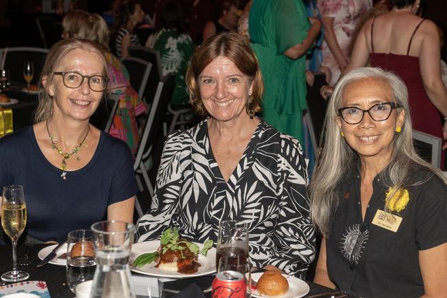 Janet Ambrose, Lorraine Barnes and Vivien Hanrahan at the Zonta Club of Mackay Inc International Women's Day Luncheon at the MECC Sunday March 5 2023 Picture: Michaela Harlow