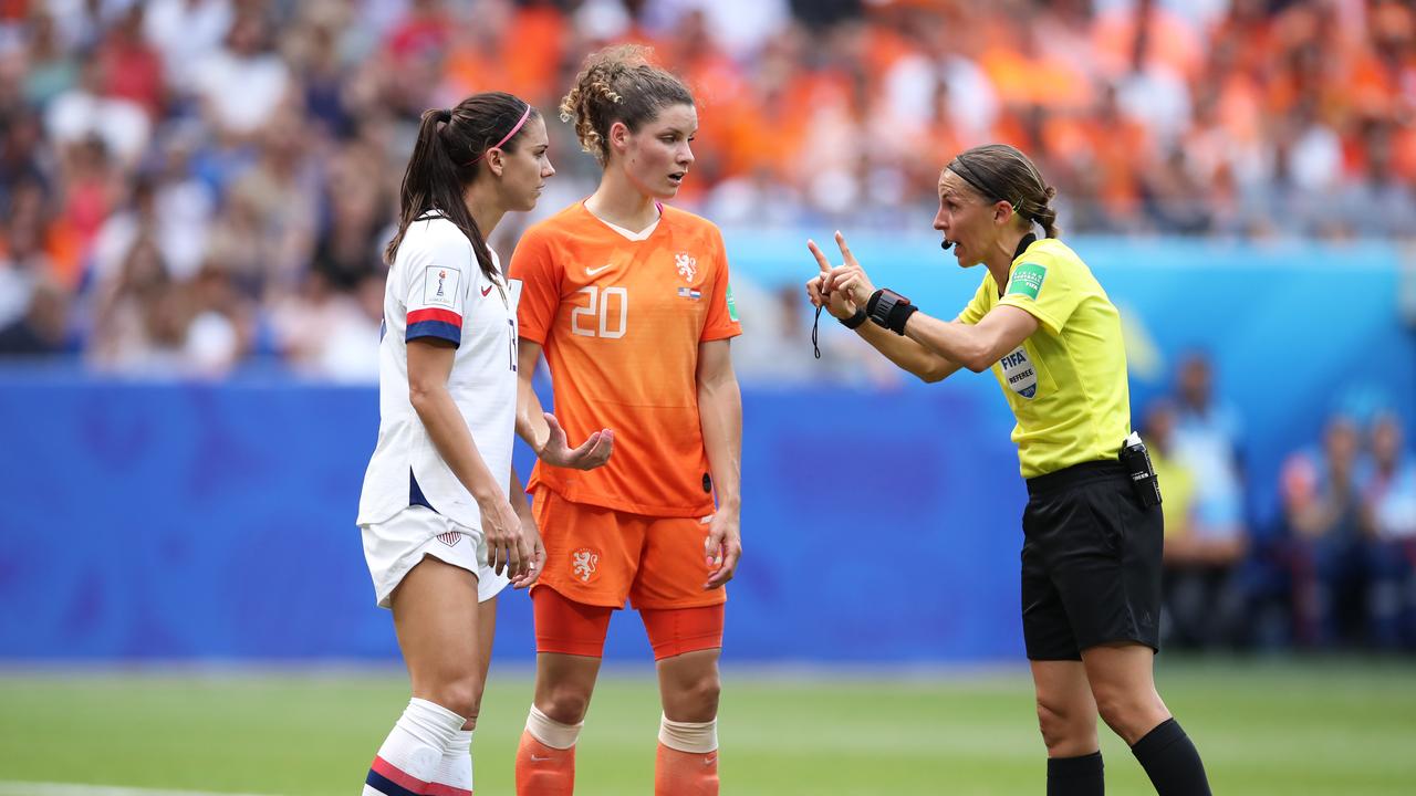 Referee Stephanie Frappart took charge of the Women’s World Cup final, now she’s set to make history in Thursday’s men’s UEFA Super Cup. (Photo by Alex Grimm/Getty Images)