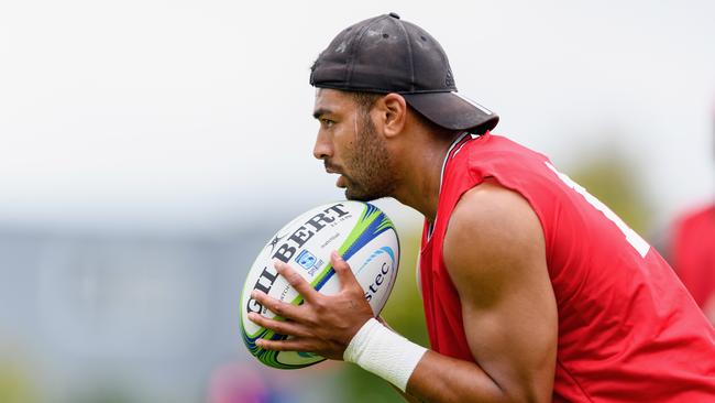 Five-eighth Richie Mo’unga in action at a Crusaders training session in Christchurch.