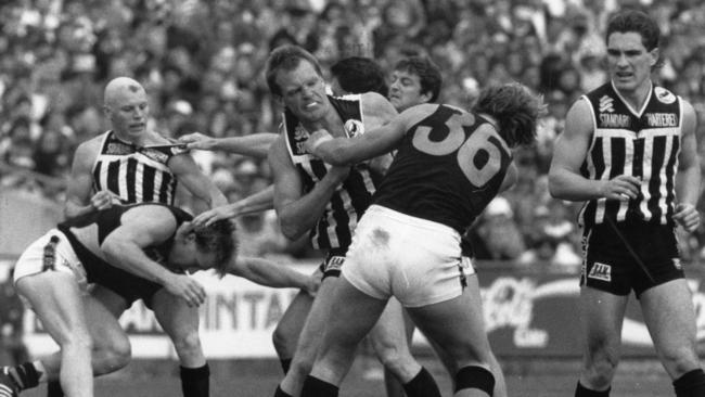 Footballer Scott Salisbury. SANFL football - Port Adelaide vs Glenelg Grand Final match at Football Park 01 Oct 1988.