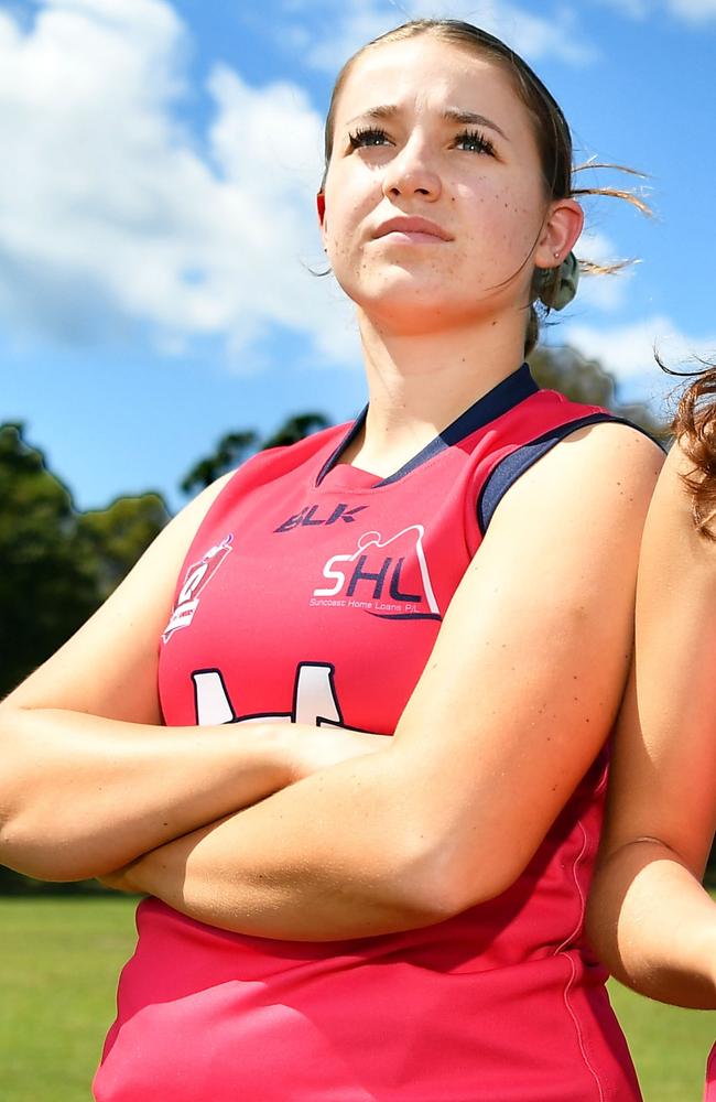 Mountain Creek State High School’s Zoe Smith will look to snag a few goals in the quarterfinals of the AFLQ schools cup. Picture: Patrick Woods.