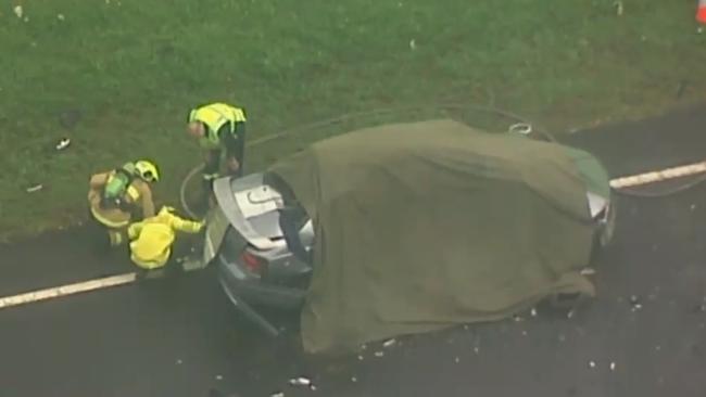 The male driver of the Ford Falcon died at the scene. Picture: Seven News