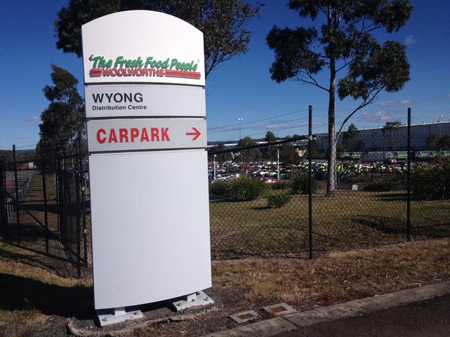 The Woolworths Distribution Centre at Warnervale where abut 500 staff are picketing.