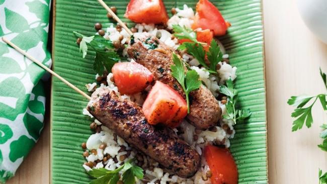 PERSIAN-STYLE KEBABS WITH RICE AND LENTIL PILAF