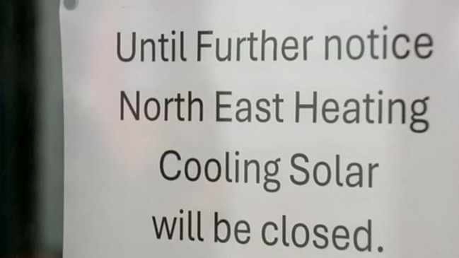 Customers started to realise something was wrong when they saw this sign appear on the shop front of one of Pact’s subsidiaries. Picture: Supplied