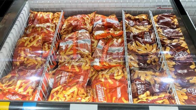 An Aldi shopper shared an image of the huge range of frozen chips at one Queensland store. Picture: Facebook