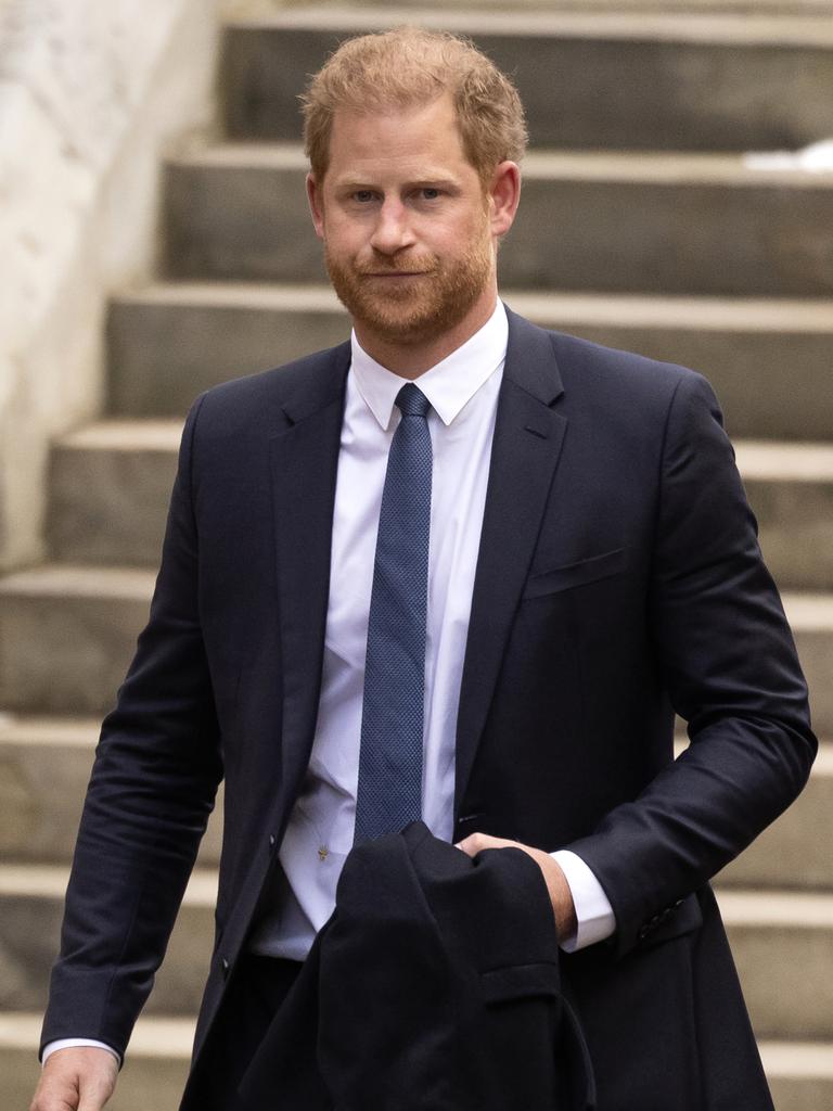 Harry leaving the Royal Courts of Justice in London on Monday. Picture: Dan Kitwood/Getty Images