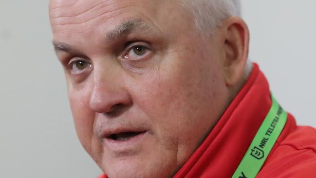 SYDNEY, AUSTRALIA - MARCH 14: Dragons head coach Anthony Griffin speaks to the media during the round one NRL match between the St George Illawarra Dragons and the Cronulla Sharks at Netstrata Jubilee Stadium, on March 14, 2021, in Sydney, Australia. (Photo by Matt King/Getty Images)