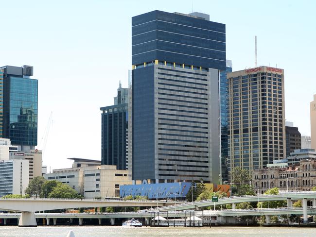 Brisbane Square building , 266 George St , with black top stories, Brisbane.