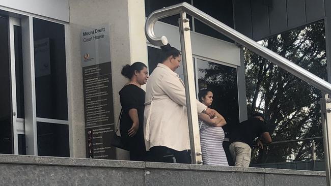 Julie Mitai Moala (pictured in cream cardigan) leaves Mt Druitt Local Court on January 29 after being sentenced on an animal cruelty charge. Picture: Kate Lockley