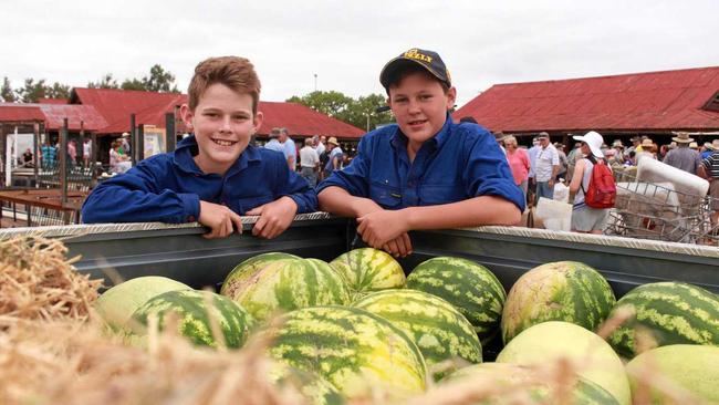 Up-and-coming farmers Lachlan and Harry McLaren know how to give Warwick Pig and Calf punters a sweet deal. Picture: Marian Faa