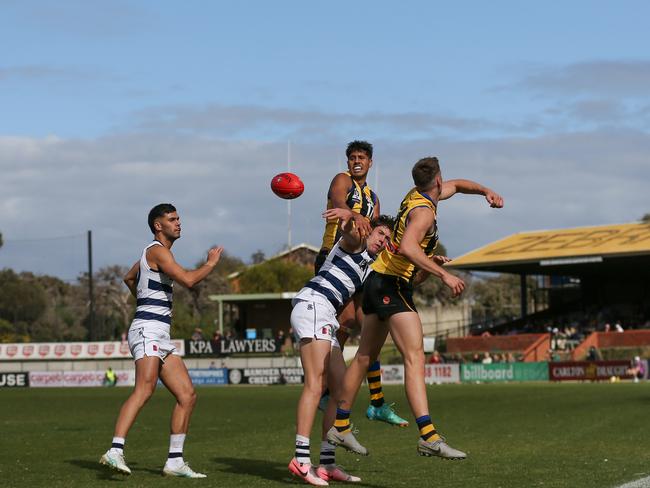 O'Sullivan puts on a spoil. Picture: Rob Lawson/AFL Photos