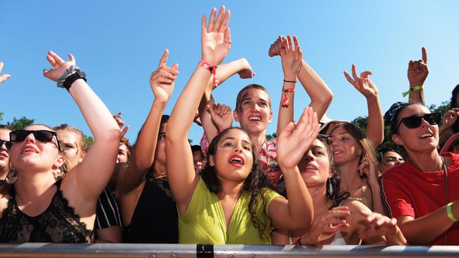 Festivalgoers enjoy the music at BASSINTHEGRASS 2018. Picture: Keri Megelus