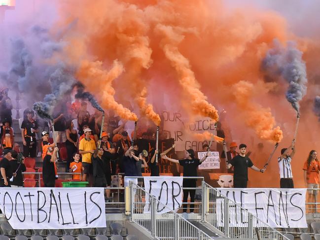 BRISBANE, AUSTRALIA - DECEMBER 23: A general view is seen of fans during the round nine A-League Men's match between the Brisbane Roar and the Western Sydney Wanderers at Kayo Stadium, on December 23, 2022, in Brisbane, Australia. (Photo by Albert Perez/Getty Images)