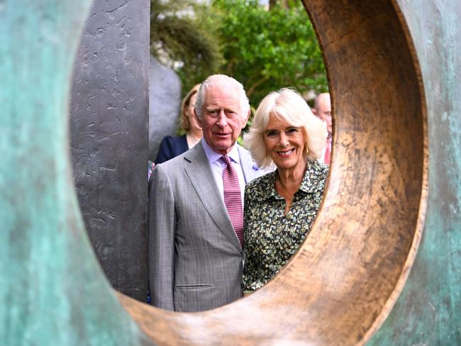 Here’s looking at you: King Charles III and Queen Camilla take a tour of Barbara Hepworth Museum in Cornwall. Picture: Finnbarr Webster Pool/Getty Images