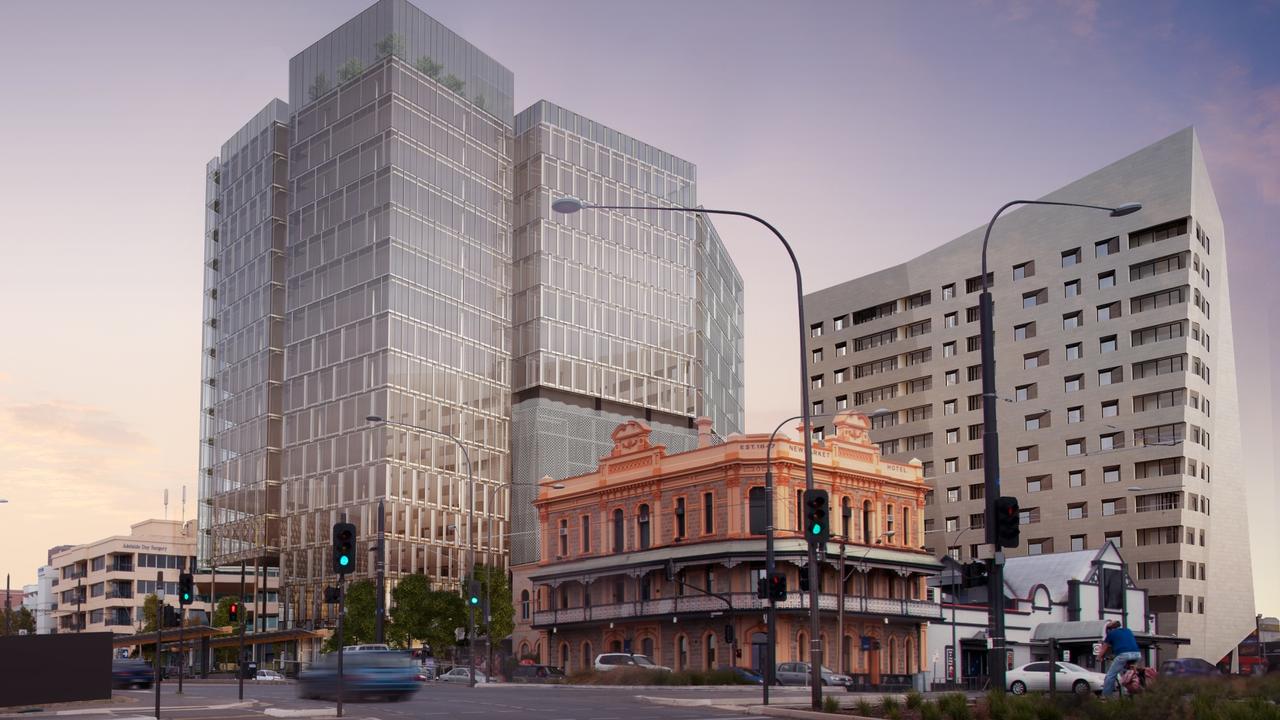 Artist’s impression of the 2013 hotel and office block development proposed for the land around the Newmarket Hotel.