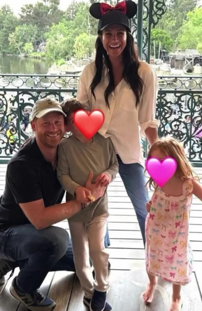 The Sussexes were seen beaming during their trip to the theme park. Picture: Instagram