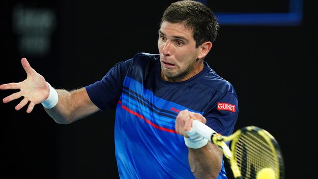 Heavily outmatched, Delbonis played well to get the second set to a tiebreak. Picture: AAP