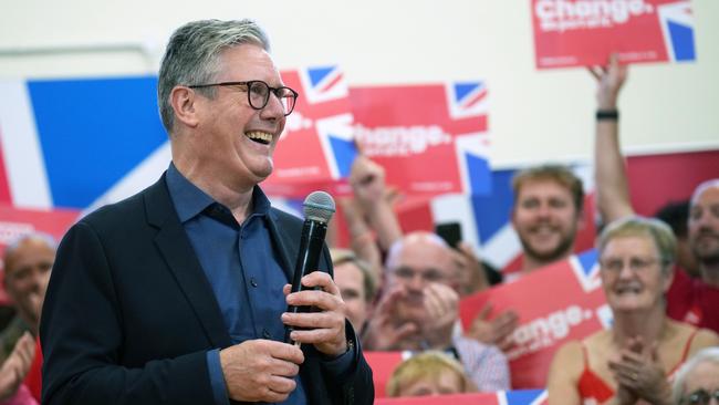 Labour leader Sir Keir Starmer delivers a speech to supporters on the final day of election campaigning. Picture: Getty Images