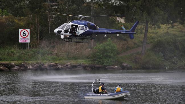 Police PolAir joined the search for the man today. Picture: David Swift.