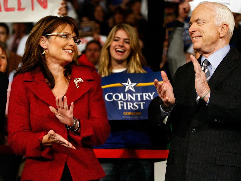 Republican US presidential nominee Senator John McCain and his vice presidential running mate Alaska Governor Sarah Palin in 2008. Picture: AFP