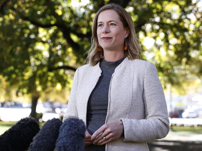 Rebecca White had previously said she had “unfinished business” as Labor leader, but it is now tipped she won’t recontest for the position. Picture: Zak Simmonds