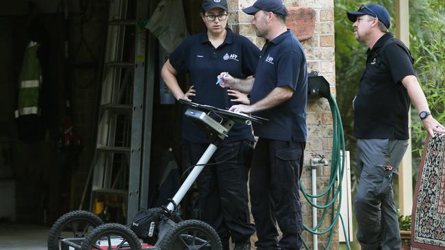 AFP members use ground penetrating radar in the garage of the house William Tyrrell was last seen. Picture: NCA NewsWire / Peter Lorimer