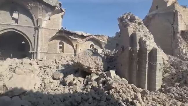 The Great Omari Mosque in Gaza’s old city centre has been hit in an ...