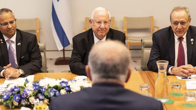 Prime Minister Scott Morrison with Israeli President Reuvin Rivlin at Parliament House in Canberra. Picture: Gary Ramage