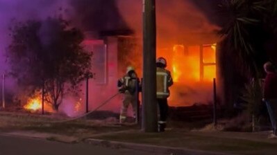 A fire ripped through a home on Earnest St, Belmont on Monday night, September 11. Credit: Facebook (Mark Lunn)