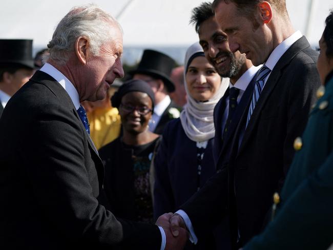 King Charles meets guests during the Garden Party at Buckingham Palace. Picture: AFP