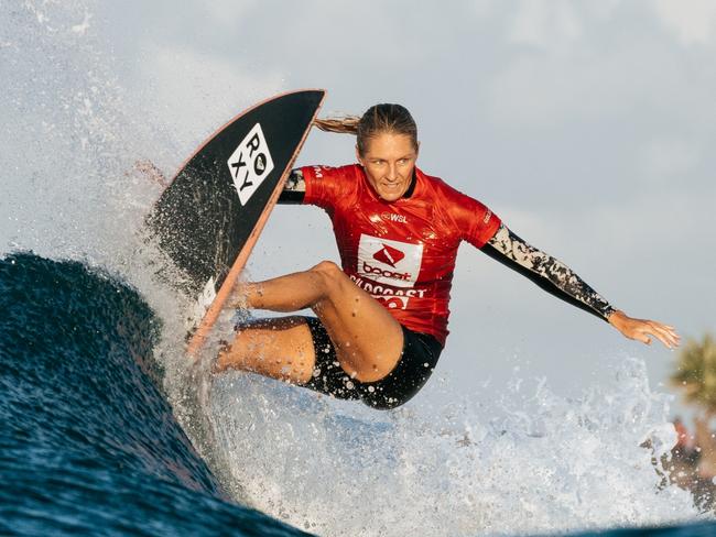 Eight-time WSL Champion Stephanie Gilmore won’t feature for Snapper Rocks during the Australian Boardriders Battle grand final. (Photo by Cait Miers/World Surf League)