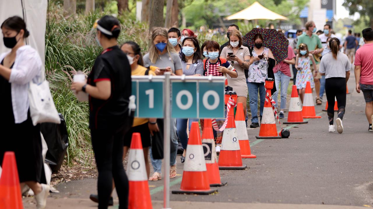 To Thursday, 95.1 per cent of people aged 16 and over in NSW had received a first dose of a Covid-19 vaccine, while 93.7 per cent had received two doses. Picture: NCA NewsWire / Damian Shaw