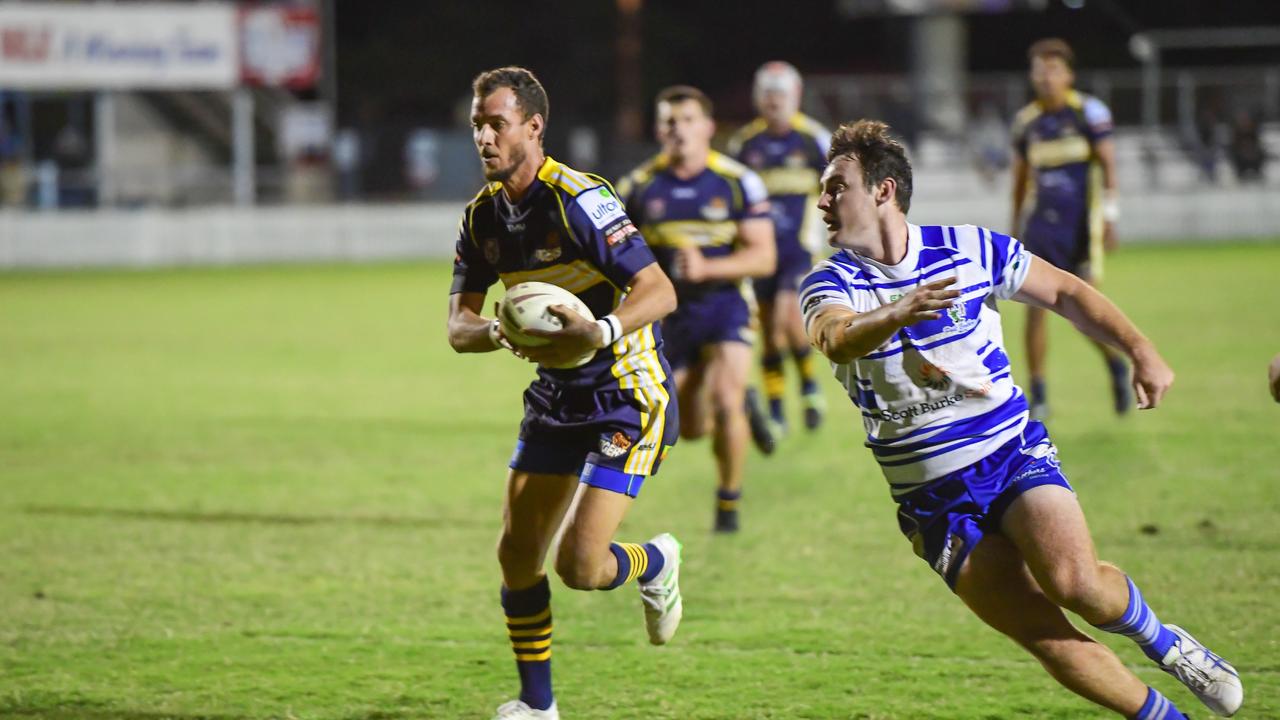 Past Brothers player, Kevin Sherriff, chases down The Waves Clinton Horne during last year’s season in the BRL.