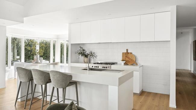 The updated kitchen has a modern appeal.