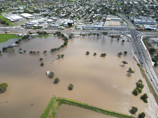 South Barwon and Marshall cricket clubs were under water due to the floods. Picture Jared Maher.