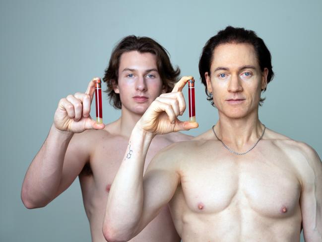 Don’t Die founder Bryan Johnson (right) with son Talmage (left). Photo: Courtesy of Bryan Johnson.