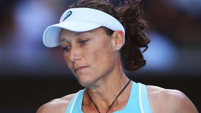 A disconsolate Samantha Stosur has again blown it at the Australian Open. Picture: Getty