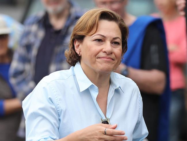 Local Member Jackie Trad. Locals block Lambert Street. Infuriated locals have lashed out at Brisbane City Council over a proposed development of three fifteen-storey towers at Kangaroo Point. Pic Peter Wallis