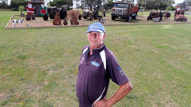 Darrel Cook with his old ware and Christmas display at Cororooke. Pictures: Yuri Kouzmin