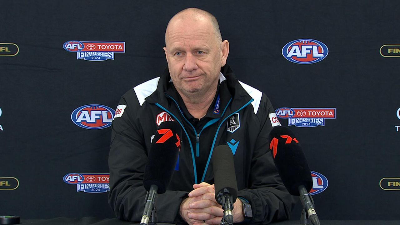 Ken Hinkley addressed the media after Port Adelaide's preliminary final loss to Sydney.