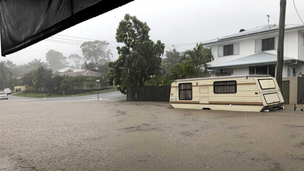 Careela Street Mooloolaba. The Velo Project was inundated with flood water. Picture: Lisa Grigg