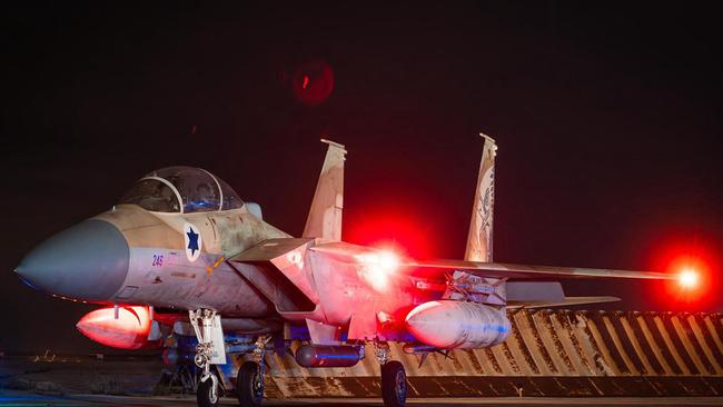 An Israeli Air Force fighter aircraft after a mission to intercept incoming airborne threats from Iran. Picture; Israel Air Force/AFP.