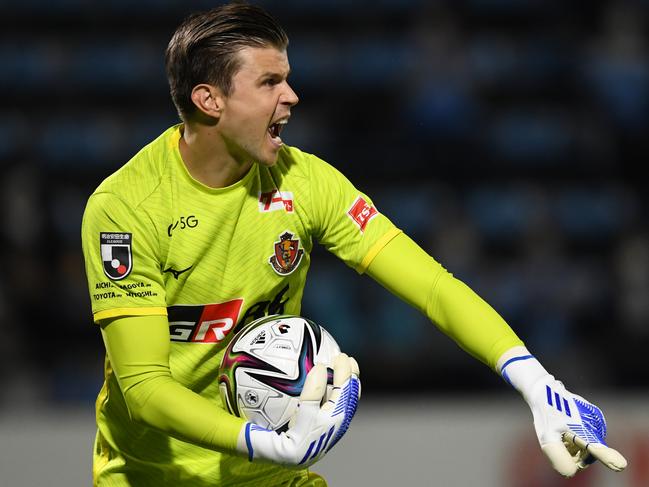 Mitchell Langerak in action for Nagoya Grampus. The Japan-based goalkeeper has ended a brief Socceroos retirement that he announced last year. Picture: Masashi Hara/Getty Images