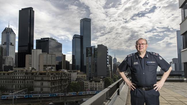 Police Chief Commissioner Graham Ashton at the Police Headquarters in Melbourne. Picture: Alex Coppel.